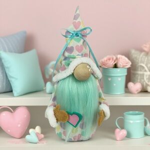 Handmade Valentine’s Day Gnome Vintage Conversation Heart Inspired Fabric